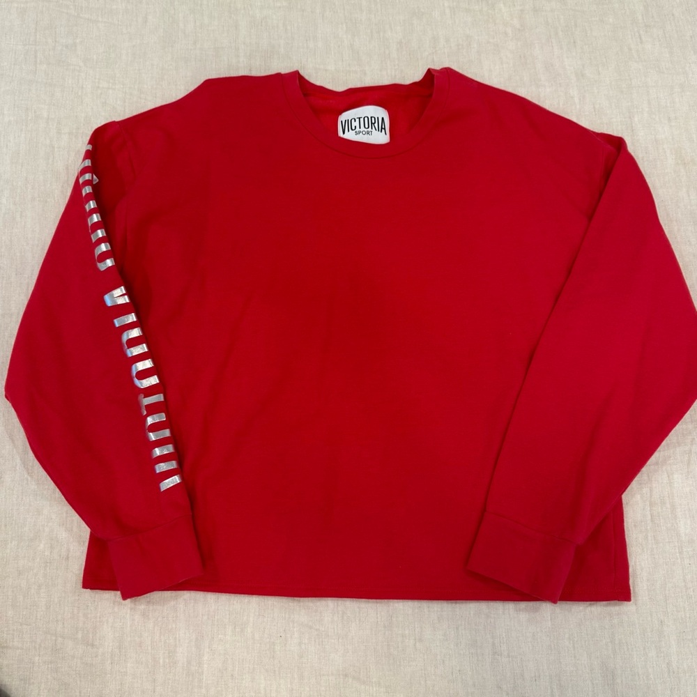 Victoria Sport Red Crewneck Sweatshirt with Sleeve Logo